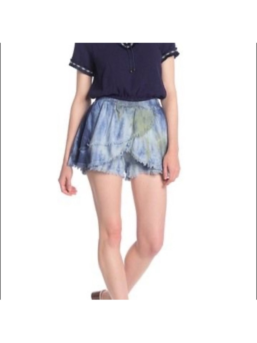 Moon River Anthropologie Blue Dye Boho Shorts New With Tags Size Medium Cotton